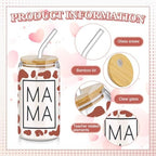 SiliFine 6 Pcs Mama Glass Cups, 16 oz with Lids and Straws - Image 4