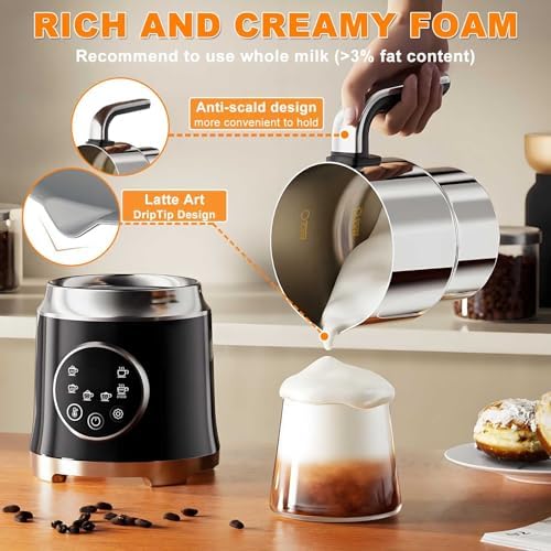 6-In-1 Detachable Electric Milk Frother - 1.2l Automatic Hot And Cold Milk Frother With Digital Display, Dishwasher Safe, Suitable For Lattes And Cappuccinos - Image 5
