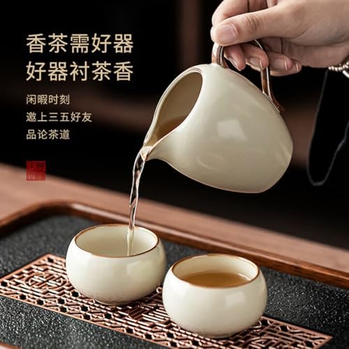 Ceramics Ru Kiln Crackled Glaze Teapot Hand Held Teapot 9pc Set, 300ml 10.1oz, Brew Tea Receive Guests Kungfu Tea Set - Image 5