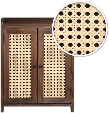 Ikee Design Wood Storage Cabinet with Rattan Doors, with Removable Shelves - Image 6