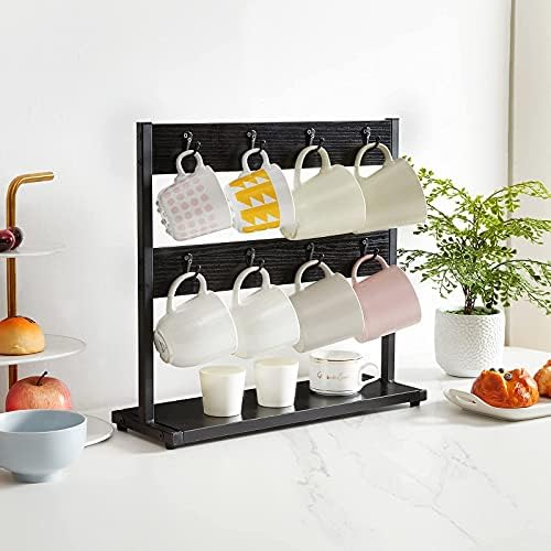 IBUYKE Coffee Mug Holder for Countertop,16 Hook Mug Tree,Black TBJ001B - Image 6