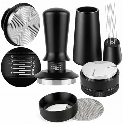 5PCS 51mm Espresso Accessories Kit: Espresso Tamper, WDT Tool, Coffee Distributor, Puck Screen and Dosing Funnel, Fits 51mm Machines and Portafilters by Unknown