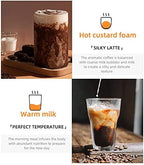 4 in 1 Milk Frother, 500W Electric Heater, 450ML Automatic Milk Frother, for Coffee, Macchiato, Cappuccino, Chocolate, Silent Function, Foldable Handle (US Plug) - Image 5