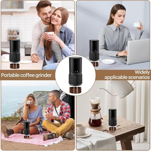 Portable Burr Coffee Grinder, Small Electric Coffee Grinder with 35 Settings, USB Rechargeable Cordless Mini Coffee Bean Grinder with Conical Ceramic Burr for Travel (BLACK) - Image 5