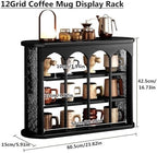 Wooden Mug Holder Countertop, Freestanding Grid Vintage Coffee Cup Display Stand, Rustic Coffee Mug Holder Organizer for Kitchen, Coffee Station,Black,12 Grid - Image 2