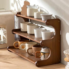 3-Tier Wooden Mug Holder Countertop, Coffee Cup Holder Mug Display Coffee Mug Organizer Mug Rack for Coffee Station Organizer Mug Shelf for Cabinet for Kitchen, Home,Brown,Short - Image 7