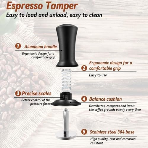 22 PCS Espresso Accessories Kit，53mm Coffee Tamper Set ，Barista Kit - with Frothing Pitcher WDT Tool Stirrer Tamper Mat Coffee Stencils Latte Art Pen - Image 4