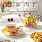 KAMMAK Tea for One Set, Ceramic Teapot, Bone China Tea Set, Cup and Saucer - Image 6