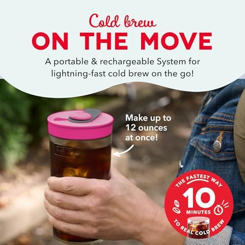 DASH Brew2Go™ Portable Cold Brew Coffee Maker - Rapid Electric Cold Brew Machine for Personal Iced Coffee & Iced Tea, Reusable Filter, USB Rechargeable for Home, Office & Travel - Image 2