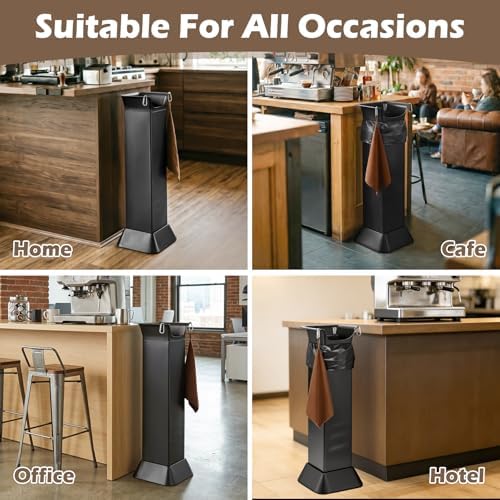Extra Large Freestanding Espresso Coffee Knock Box with Garbage Bags for coffee shops restaurants home kitchens,Espresso Coffee Grounds Floor Standing Knock Box with Towels and Hook - Image 5