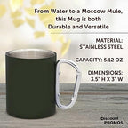 DISCOUNT PROMOS Stainless Steel Mugs with Carabiner Handle 10 oz. Set of 10, Bulk Pack - Perfect for Coffee, Soda, Other Hot & Cold Beverages - Army Green - Image 4