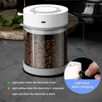 Agatige Electric Vacuum Canister, Glass Sealed Transparent Food Storage Container Coffee Bean Container For Home Kitchen Tea Nuts (600ml) - Image 3