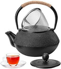 Japanese Tetsubin Cast Iron Teapot, Iron Tea Pot with Infuser for Loose Tea, Cast Iron Tea Kettle Stovetop Safe, Teapot Coated with Enameled Interior, 600ml/20oz by HwaGui