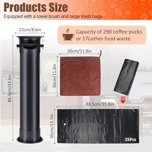 HOMEE 18L Floor Standing Espresso Coffee Knock Box with 25 Garbage Bags - Image 2