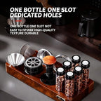 Single Dose Coffee Bean Storage, Wooden Coffee Bean Display Stand, with Funnel and One-Way Exhaust Valve, 6 Glass Tubes, 22-25g Capacity, for Pantry Bar Retail Kitchen - Image 2