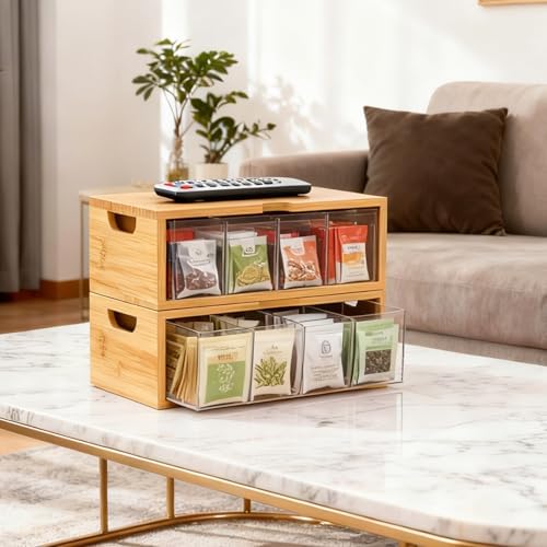 Bamboo Stackable Tea Bag Organizer, 2-Piece - Image 2