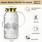 Buaic 2 PACK Glass Pitcher with Lid, 68 oz Vintage Water Carafe for Fridge - Image 2