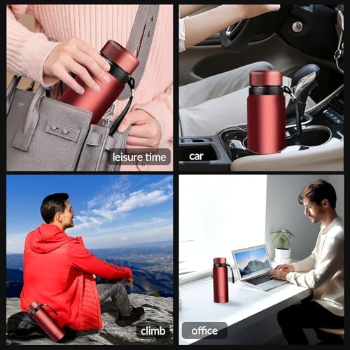 60 oz Smart Water Bottles with Digital Temperature Display Coffee Tea Infuser Bottle LED Thermal Cup Double Walled Vacuum Insulated Stainless Steel Flask Leak Proof Travel Mug Keep Warm (red) - Image 2