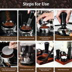 54mm Espresso Accessories Kit, 7-Pcs Barista Tools Set with Calibrated Coffee Tamper, WDT Tool, Espresso Distributor, Dosing Funnel, Puck Screen & Wooden Tamping Station for Home Barista - Image 5