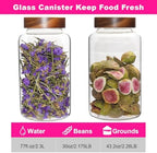Glass Coffee Jars Spice Jar Round Storage Canister with Wooden Lid Clear Glass Food Jar for Pantry Sugar Tea Coffee Bean Spice Nuts Cookies Bath Salts (2300ml/77oz-2PACK(with spoon) - Image 4