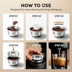 Stainless Steel Nespr*sso Reusable Pods 7.8oz/230ml Refillable Coffee Capsules Compatible with Nespr*sso V-rtuo NEXT UP POP PLUS GCA1 and ENV135 ENV150 (230ML) - Image 4