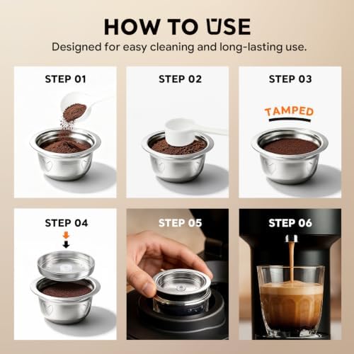 Stainless Steel Nespr*sso Reusable Pods 7.8oz/230ml Refillable Coffee Capsules Compatible with Nespr*sso V-rtuo NEXT UP POP PLUS GCA1 and ENV135 ENV150 (230ML) - Image 4