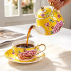 KAMMAK Tea for One Set, Ceramic Teapot, Bone China Tea Set, Cup and Saucer - Image 5