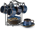 YHOSSEUN Espresso Cups Set of 6, 4 OZ Expresso Shots Cup with Sacuer, Blue by YHOSSEUN
