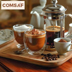ComSaf 8oz Glass Coffee Mugs Set of 6, Double Walled Insulated Thermal Mugs for Latte Cappuccino Cocoa Milk Cafe Juice Tea, Clear Espresso Cups Set Glassware Gift for Christmas Birthday - Image 6