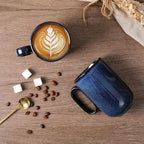 vicrays Ceramic Coffee Mug Set - 16 Ounce Large Stoneware Mug for Men Women - Unique Glazed Porcelain Mugs with Handle for Coffee Latte Tea Milk Cocoa - Set of 6 (Blue) - Image 3