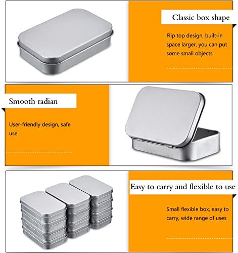 Hotop 40 Pack Metal Rectangular Empty Hinged Tins 3.75 x 2.45 x 0.8 Inch Box Containers with Lids Mini Portable Box Small Storage Kit, Home Organizer (Silver) - Image 3