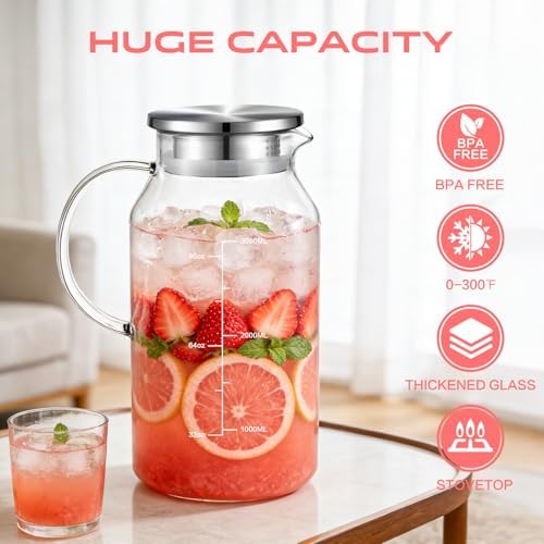 Aofmee Glass Pitcher with Lid and Handle, Glass Water Pitchers, 3.5 Liter - Image 2