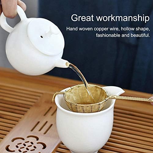 Copper Tea Infuser Strainer, Reusable Loose Leaf Tea Filter with Long Handle, Hand - Woven Fine Mesh Infuser for Teapot, Gold Tea Accessory for Home or Office Brewing - Image 7