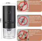 Portable Electric Burr Coffee Grinder Multi Adjustable Settings Rechargeable Coffee Bean Grinder with Conical Ceramic Burr, for Travel, Camping (BLACK) - Image 4