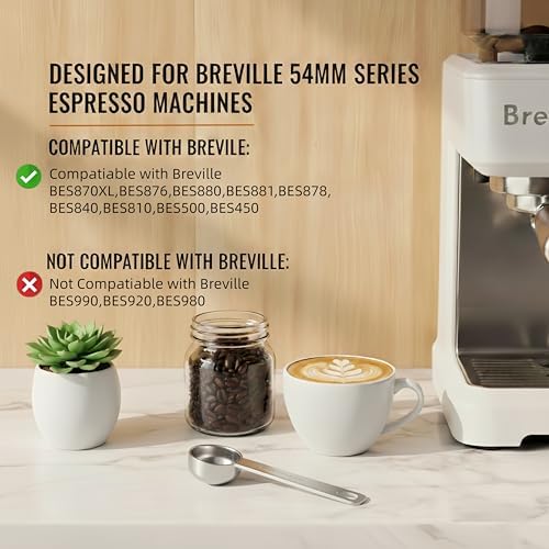54mm Bottomless Portafilter, 3 Ears with Filter Basket, Black Walnut Handle Fit for Breville Barista Express/Pro/Touch/Bambino Plus/Infuser (BES 870/875/878/880/820/840/450) Espresso Machines - Image 5