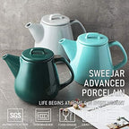 Sweejar 40oz Tea pot with Removable Stainless Steel Infuser,Dishwasher Safe Tea Pots for Loose Tea,Tea Pots with Infuser for Chrismas Women Gift (Gray) - Image 2