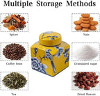 Coffee Bean Storage Canister with Airtight Lid, Decorative Ceramic Tea Jar with Vintage Floral Pattern, Sugar Container & Spice Jar for Kitchen Countertop or Cabinet - Yellow Bird & 30oz - Image 6