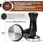 MEION Espresso Tamper 53.3mm Coffee Tamper, Calibrated Dual Spring Loaded Barista Tamper with Stainless Steel Base, Comes with aluminum storage pad (53.3MM, Black) - Image 4