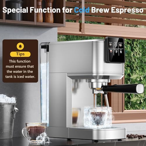 KEENSTAR Espresso Machine 20 Bar with Milk Frother, Hot & Iced Coffee Makers, Stainless Steel Espresso Maker with Rapid Cold Brew, Touch Screen with Water Tank for Latte, Cappuccino, Gift - Image 4