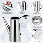 Honeydak 3 Pcs Stainless Steel Pitcher with Lid, 2 Liter Stainless Steel Kettle Metal Cold Water Pitcher Large Capacity Tea Kettle Jug Beverage Dispenser with Handle for Home Restaurant Office(Long) - Image 3
