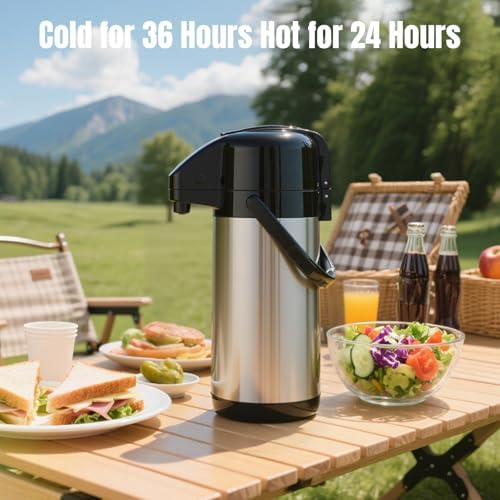 Coffee Carafe, Insulated Airpot Coffee Dispenser with Pump, 2.5L - Image 4