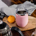 COMOOO Stainless Steel Wine Tumbler Glass Bulk with Lid and Straw 12oz Double Wall Vacuum Insulated Travel Tumbler Cup Stemless for Hot and Cold Drinks, Coffee, Wine, Cocktails, Pink, 8 Pack - Image 5