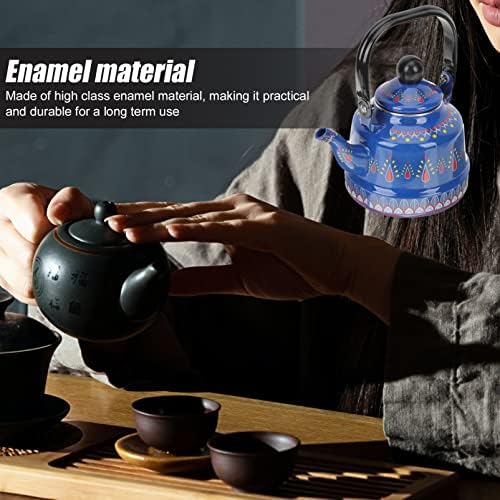 Whistling Water Kettle Enamel Teapot Tea Kettle Boil Water Kettle Stovetop Tea Brewing Kettle with Handle for Home Hotel Apartment Blue (Size : Blue), 56588 - Image 4