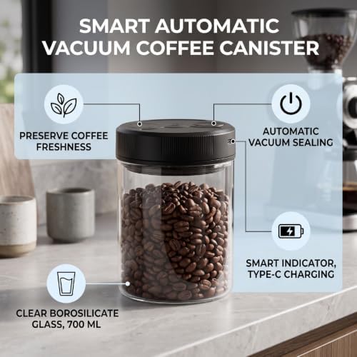 Automatic Vacuum Coffee Canister, 700ml Borosilicate Glass - Image 3