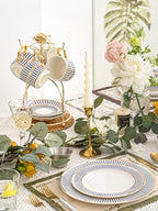 CwlwGO-Bone China Tea Cup Set of 4, Cup and Saucer Sets Service for 4 with 24 Ounces Teapot,Sugar Bowl,Creamer Pitcher,Elegant British Tea Cups for Tea Party,Gifts Box. - Image 6