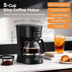 Coffee Maker, 5 Cup Programmable Drip Coffee Machine-Black - Image 2