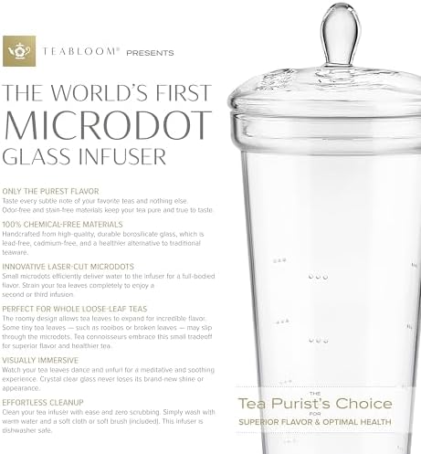 Teabloom Grand Bouquet Glass Teapot with Microdot Glass Infuser – Elegant 50oz Borosilicate Teapot for Whole Leaf & Blooming Teas – A Pure & Visual Tea Experience – Tea Purist's Choice - Image 4