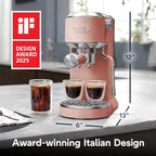 De'Longhi Dedica Duo Compact Espresso Machine - Cold Brew Coffee Maker with Milk Frother Wand- for Espresso, Hot & Iced Coffee, Cappuccinos, Lattes & Home Barista Brewing, Rosé Pink - Image 6