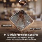 Mini Coffee Scale with Timer, 0.1g/2kg Rechargeable Espresso Scale, 4 Brewing Modes with Auto Tare and Real-Time Brew Ratio, Compact Digital Brewer for Pour-Over, Gold - Image 3