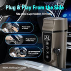 Car Electric Kettle for Travel : FVPE 12V/24V Small Electric Water Kettle, Multi-Temp Control 400 mL Portable Car Water Boiler for Brewing Coffee Tea,LCD Display 304 Stainless Steel Truck Heating Cup - Image 3